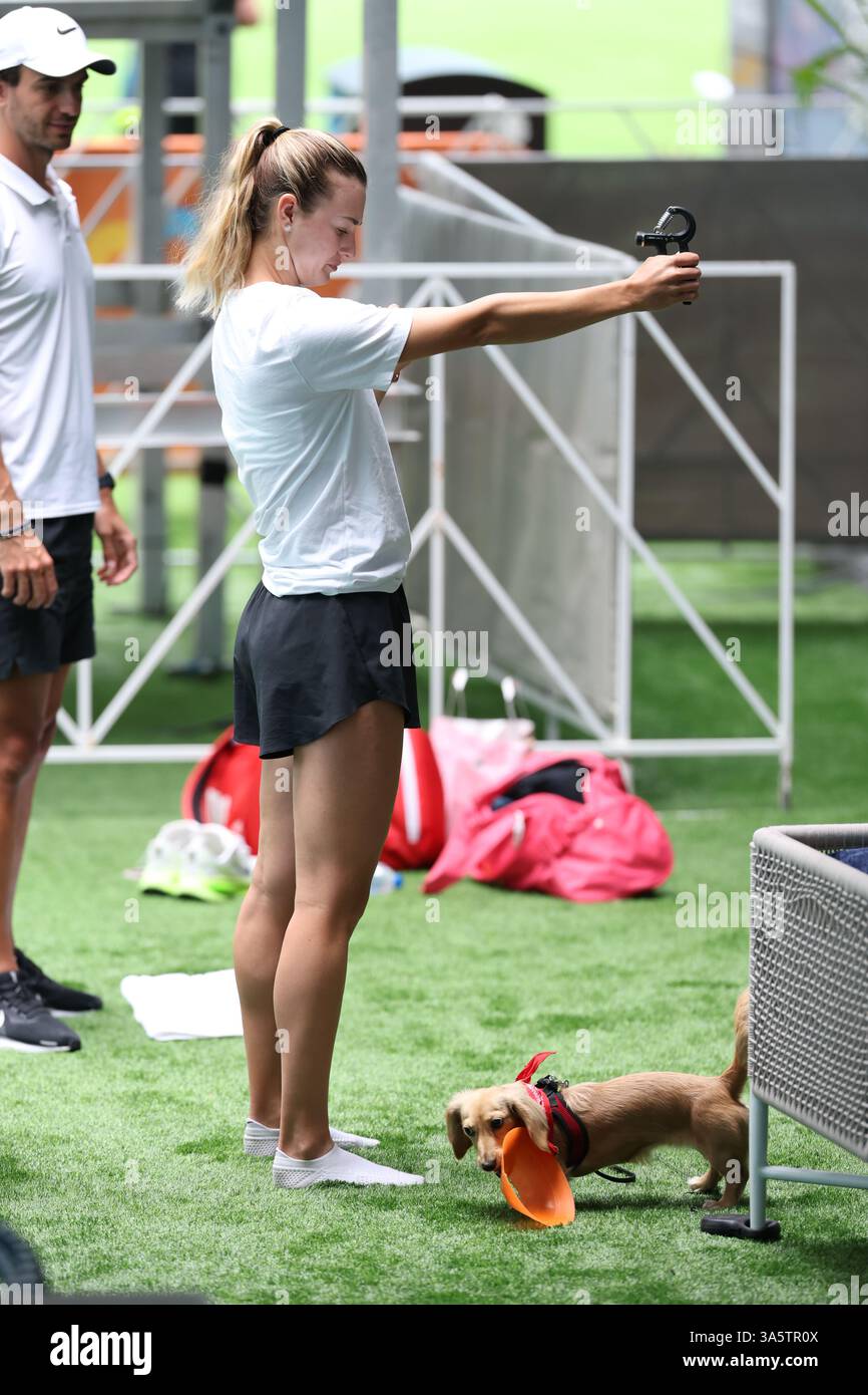 Miami Gardens, Florida, USA. März 2025. Anna Kalinskaya am 6. Tag der Miami Open im Hard Rock Stadium am 23. März 2025 in Miami Gardens, Florida. Kredit: Hoo Me. Com/Media Punch/Alamy Live News Stockfoto