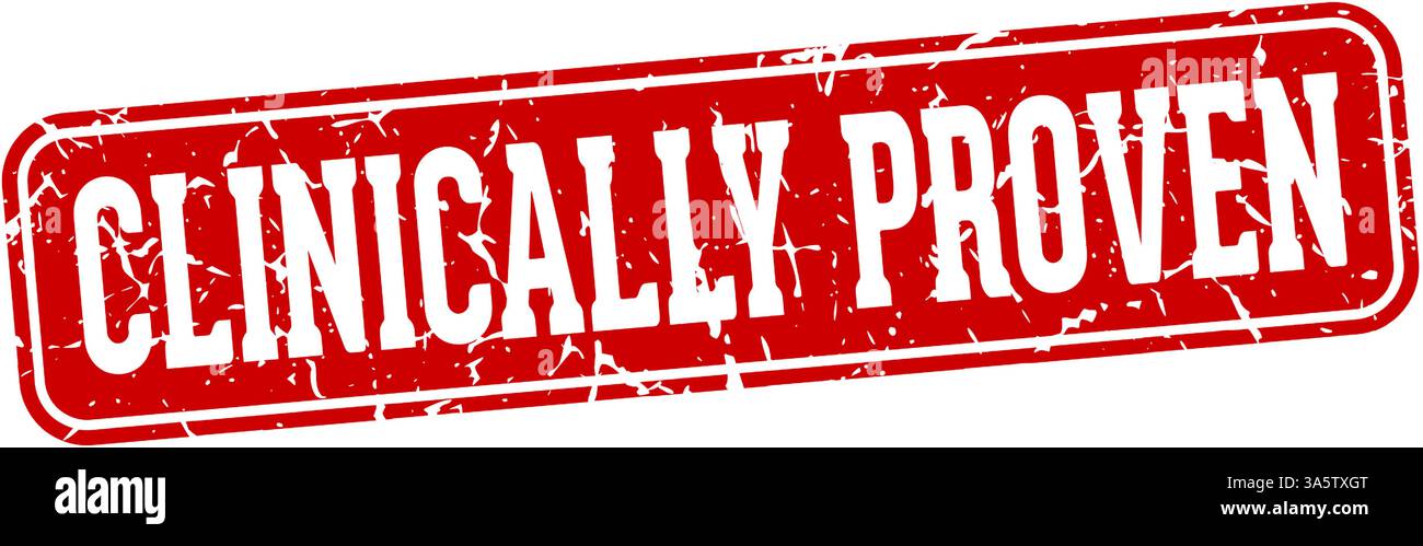 Klinisch bewährter Stempel. Klinisch bewährtes rechteckiges Zeichen isoliert auf transparentem Hintergrund Stock Vektor
