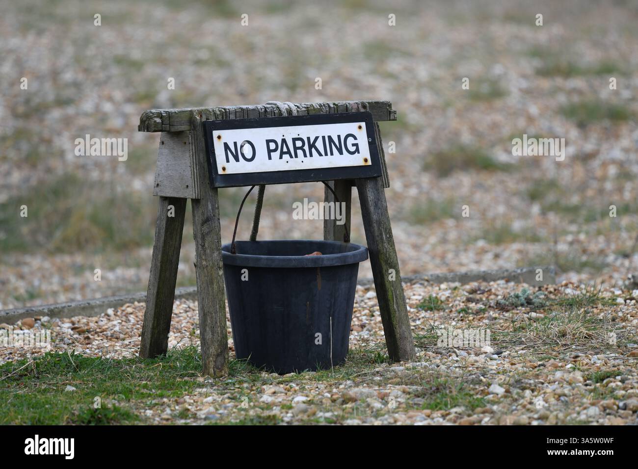 Am Strand gibt es keine Parkplätze Stockfoto