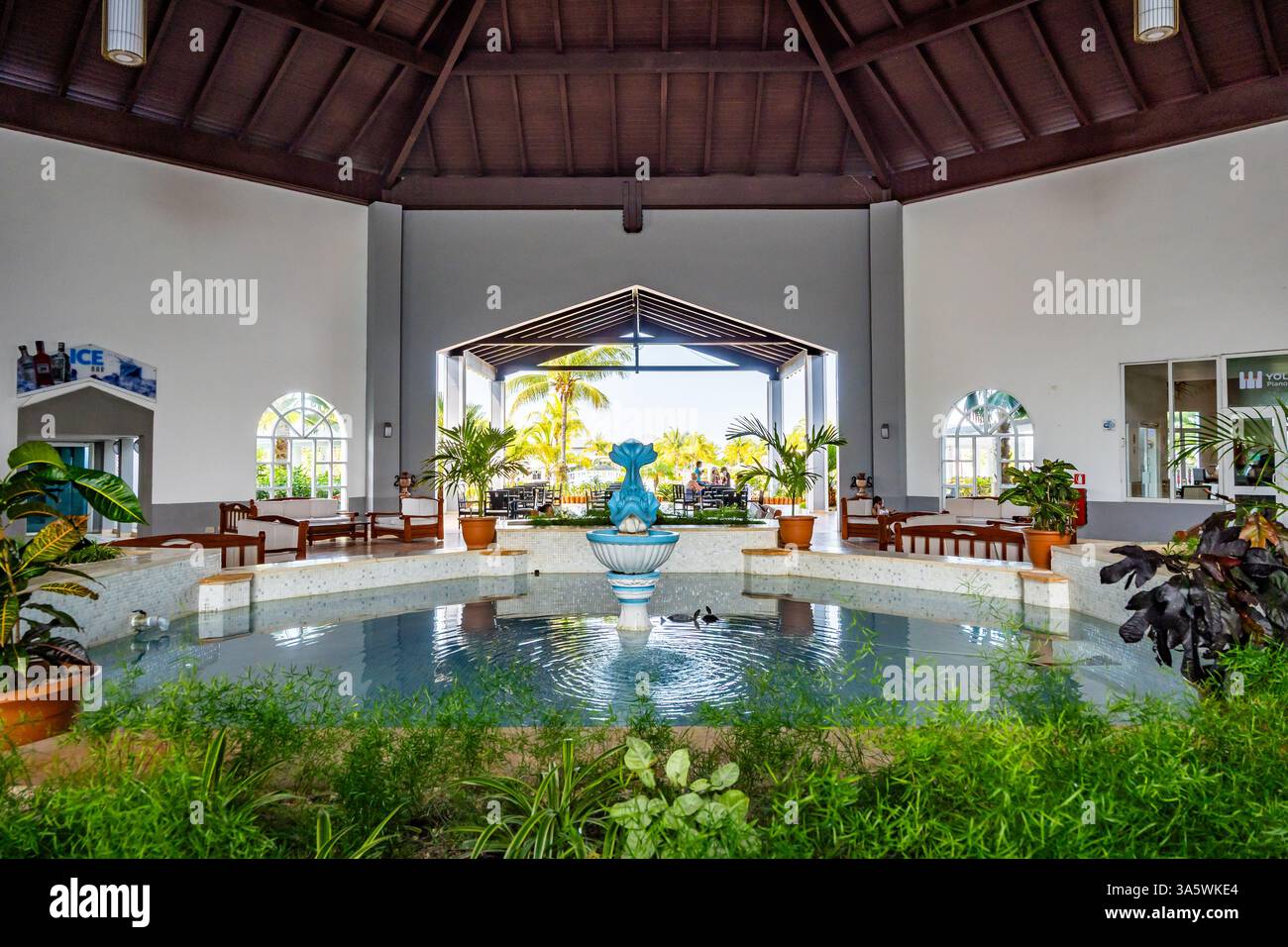 Die Lobby eines Luxusresorts auf Cayo Coco, der Nordküste der Insel. Kuba. Stockfoto