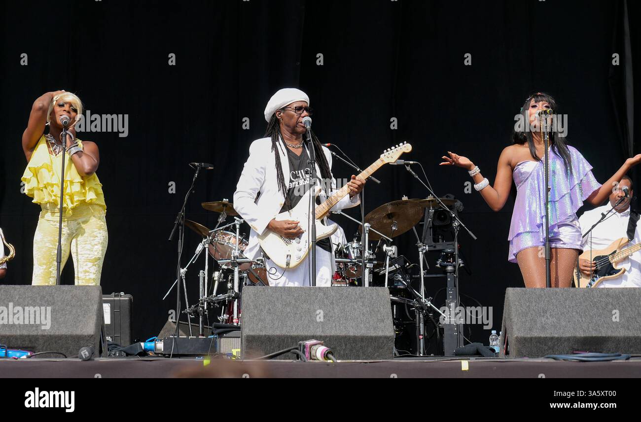 Nile Rodgers and CHIC, V2014, Hylands Park, Chelmsford, Essex, Großbritannien - 17. August 2014 Stockfoto