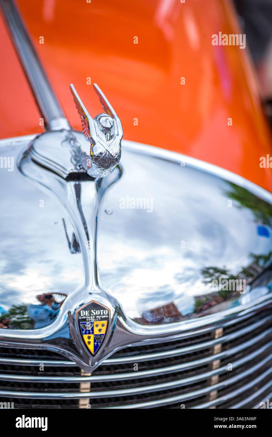 1932 De Soto Kapuzenschmuck Stockfoto