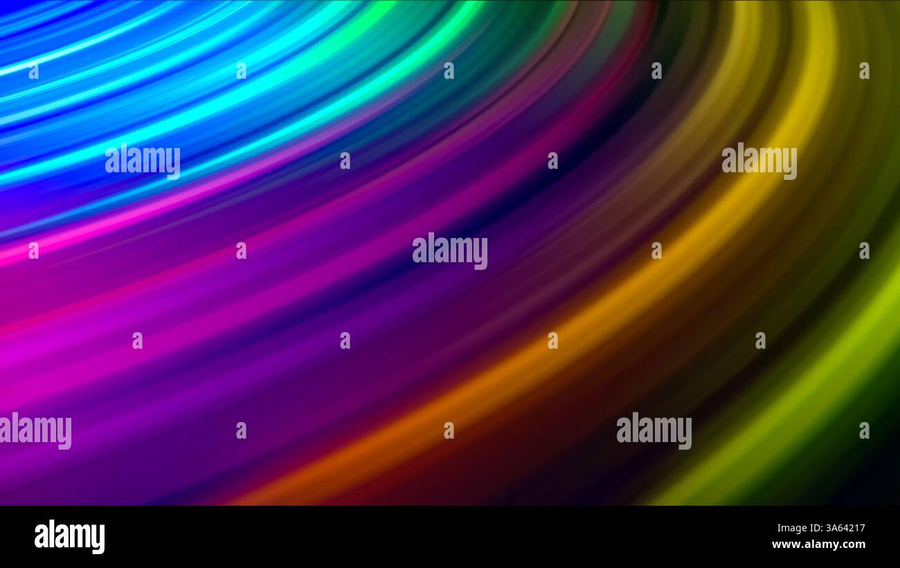 Futuristische leuchtende Neonringe auf dunklem Hintergrund Stockfoto