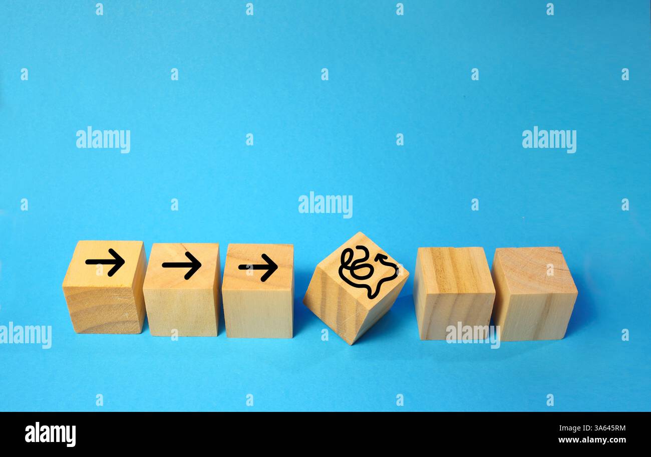 Komplexe Unternehmensführung oder -Organisation, komplexe Unternehmensführung oder -Organisation, Ablenkung und komplizierte Geschäftsprozesse... Stockfoto