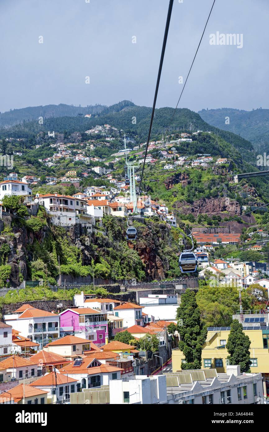 Seilbahn vom Stadtzentrum nach Monte, Teleferico Funchal, Funchal, Madeira, Portugal, Europa Stockfoto