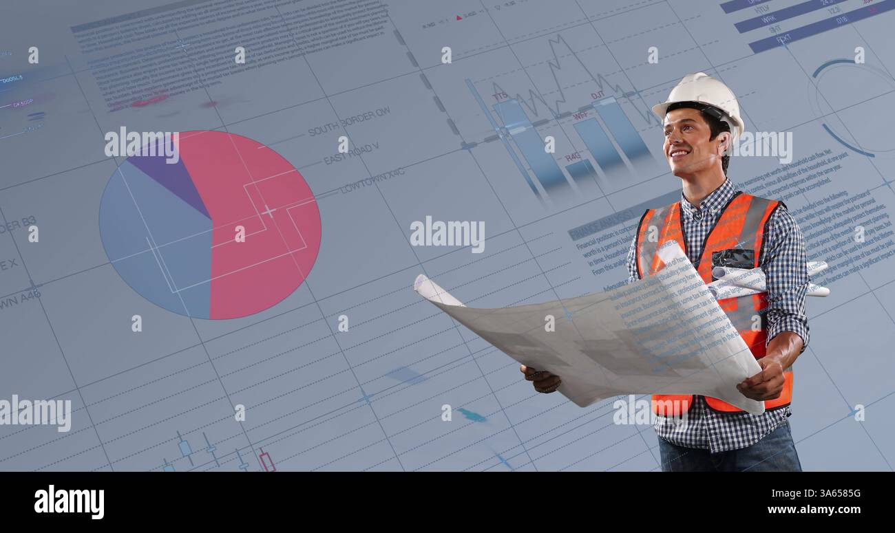 Bild der Schnittstelle zur Statistikaufzeichnung über männliche Architektenpläne Stockfoto