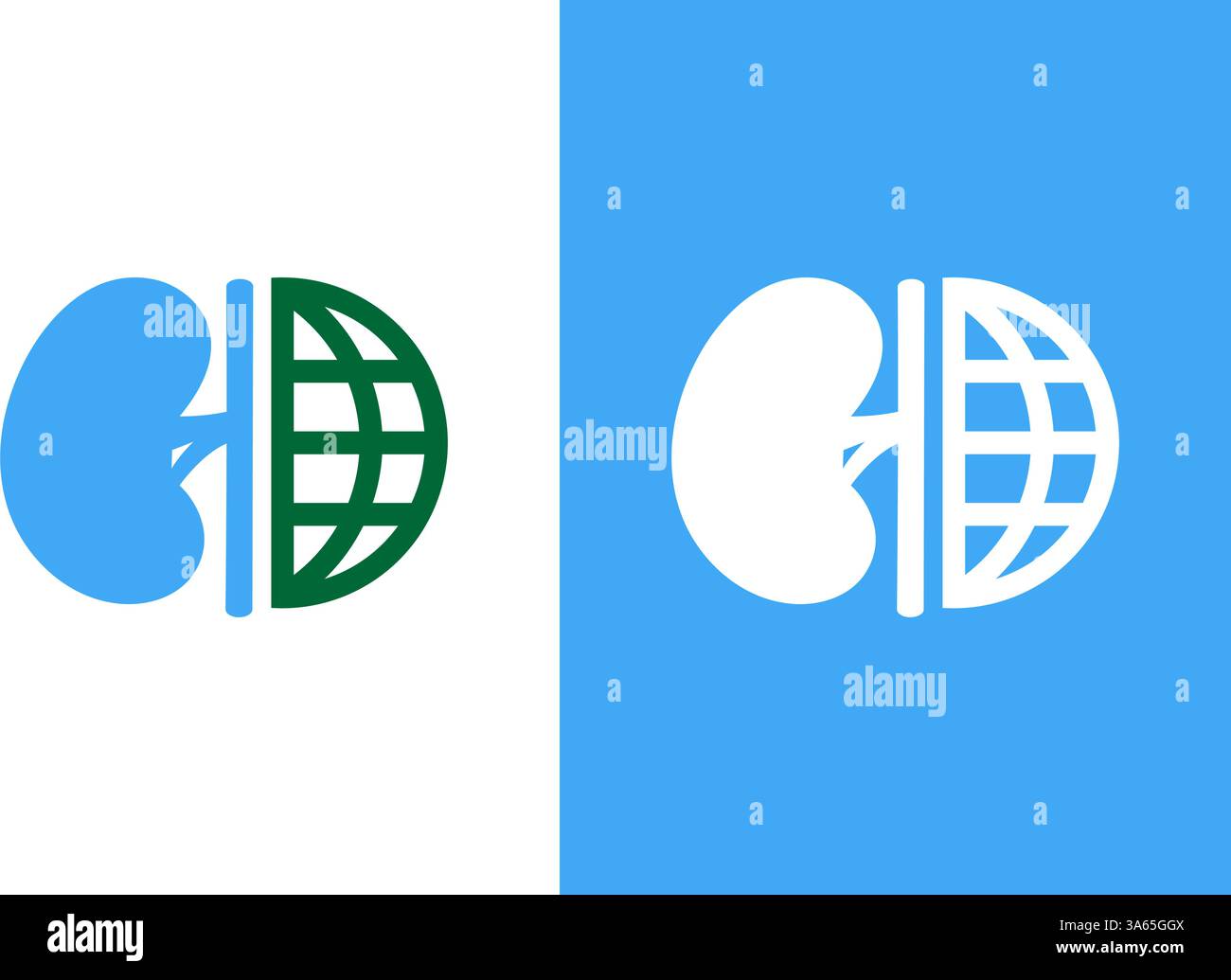 Nieren und Erde Logo-Kombination. Design-Vorlage für das World Kidney Day-Logo. Stock Vektor