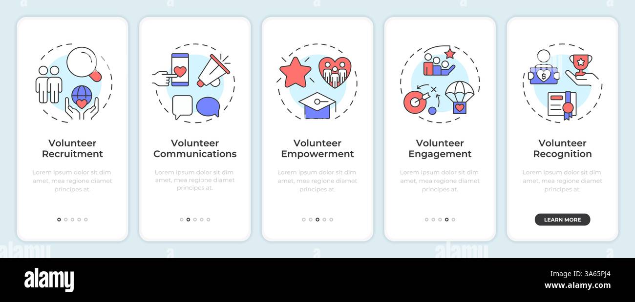 Bildschirm für die Integration von Komponenten für die Verwaltung von Freiwilligen in die mobile App Stock Vektor