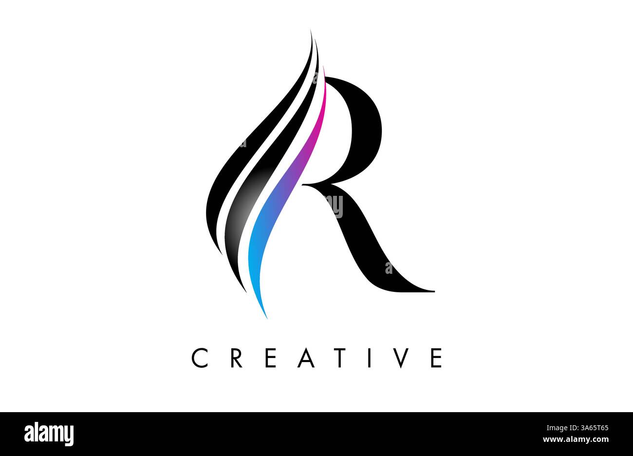 R Letter Logo Icon Serifenschrift mit kreativen Swoosh Kurven und eleganter Design Vektor Illustration Stock Vektor