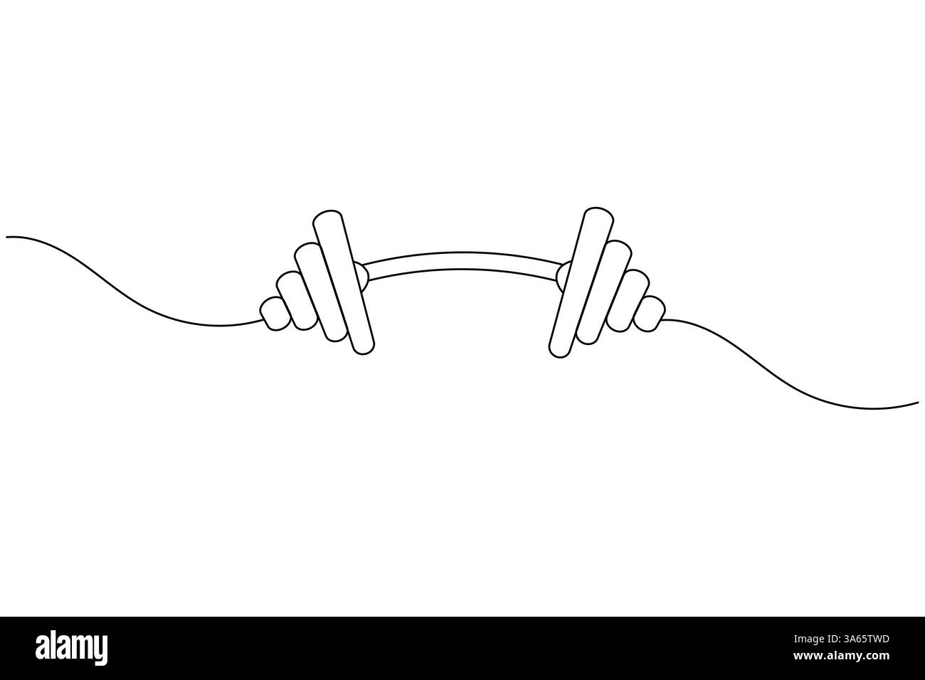 Eine durchgehende Kurzhantel-Zeichnung und minimalistischer Stil isolieren Konturvektorsymbol Stock Vektor