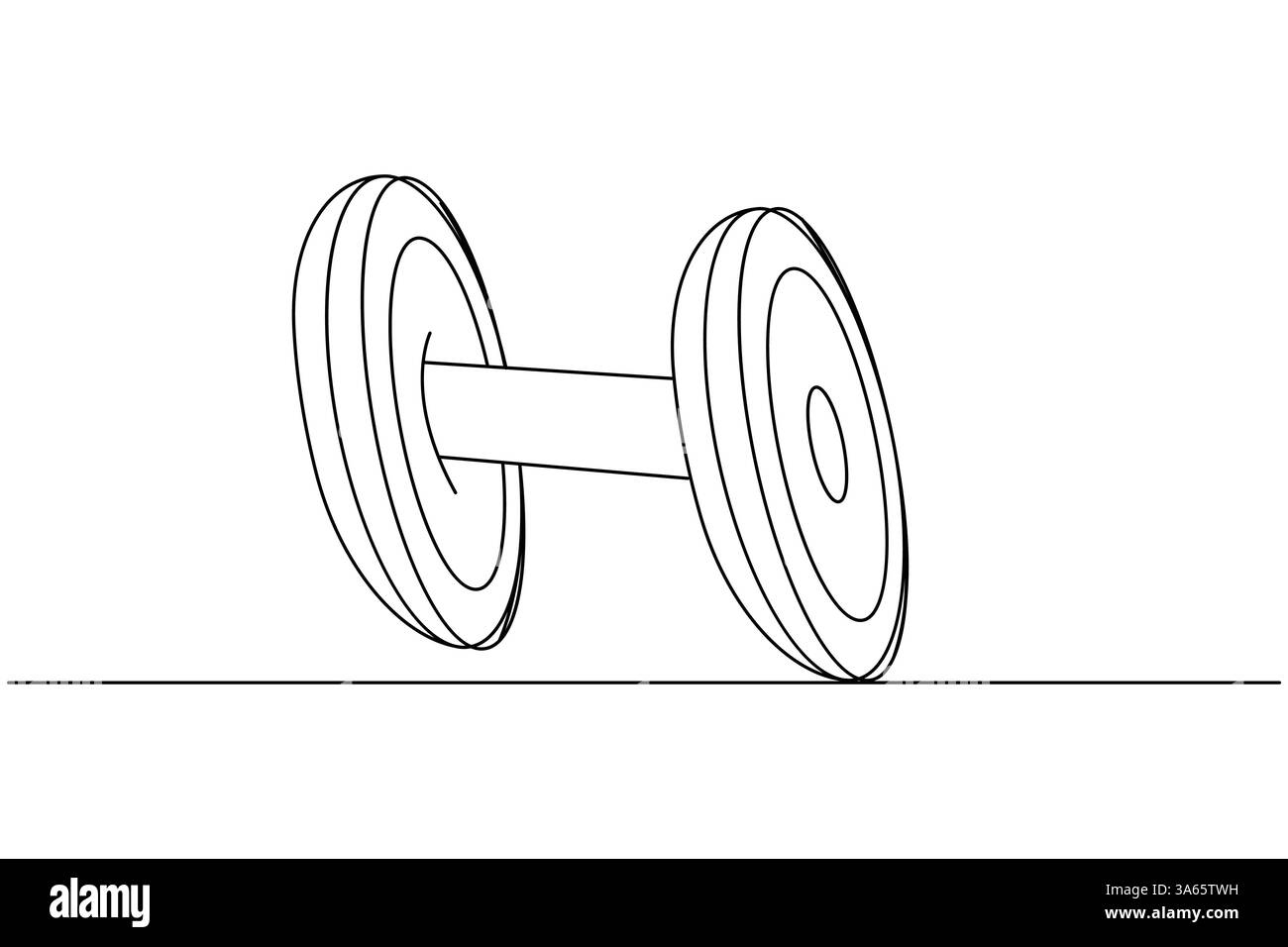 Eine durchgehende Kurzhantel-Zeichnung und minimalistischer Stil isolieren Konturvektorsymbol Stock Vektor