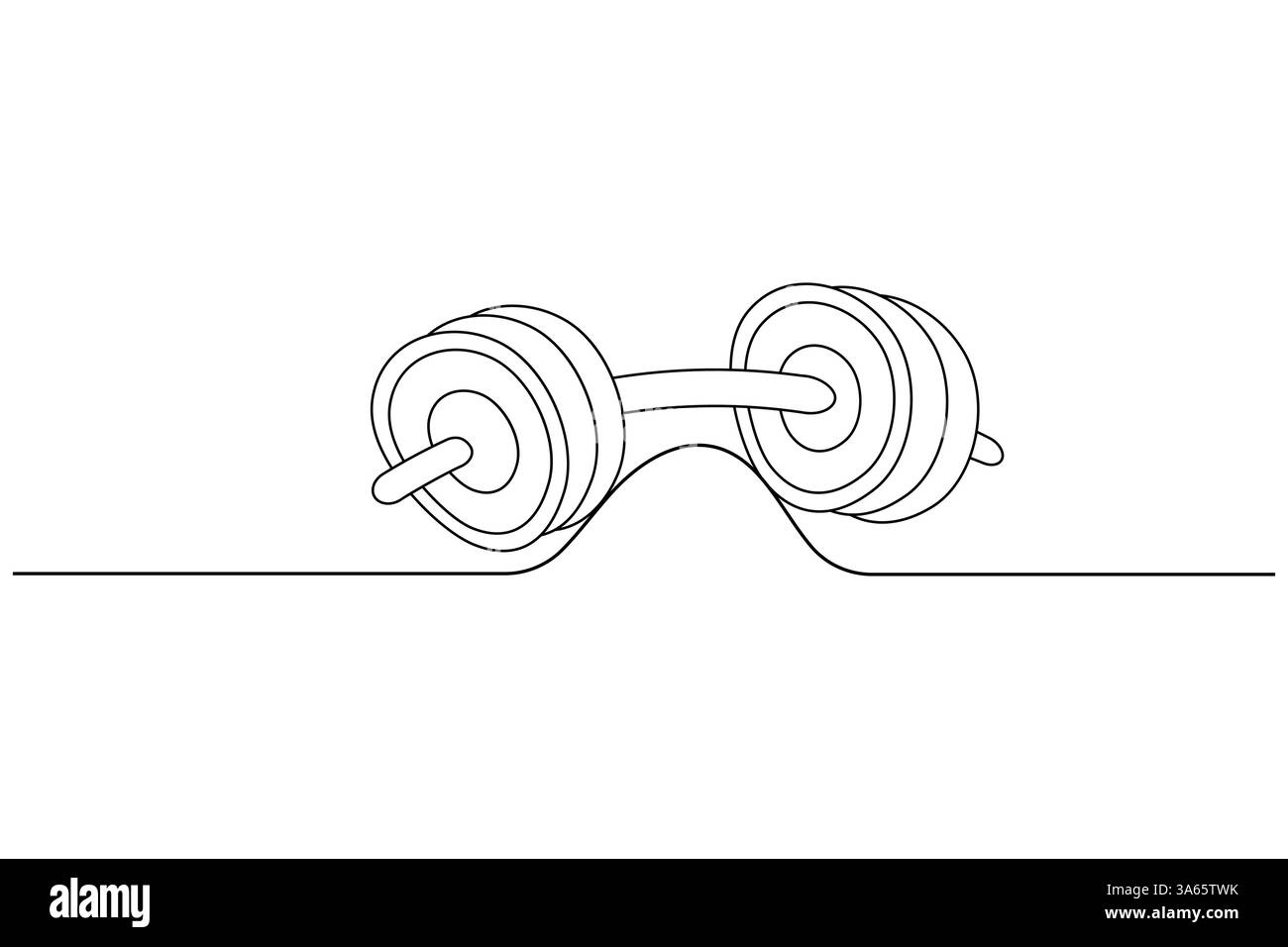 Eine durchgehende Kurzhantel-Zeichnung und minimalistischer Stil isolieren Konturvektorsymbol Stock Vektor