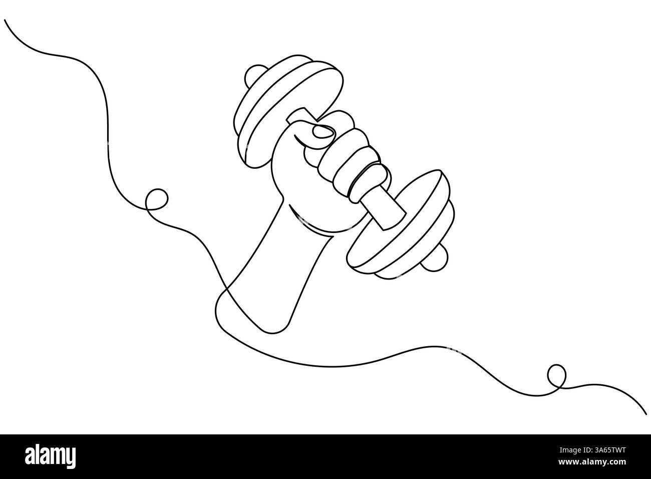 Eine durchgehende Kurzhantel-Zeichnung und minimalistischer Stil isolieren Konturvektorsymbol Stock Vektor