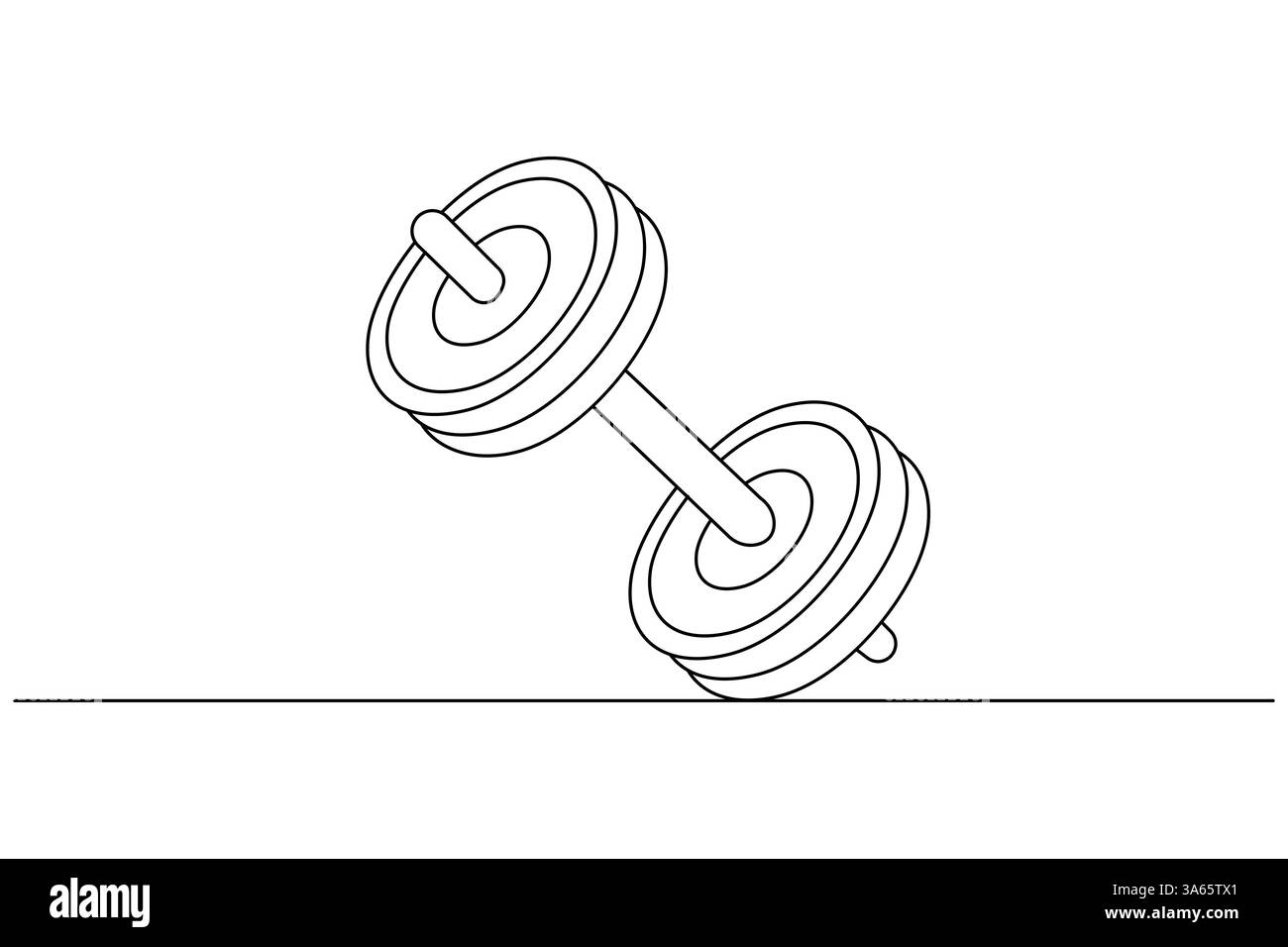 Eine durchgehende Kurzhantel-Zeichnung und minimalistischer Stil isolieren Konturvektorsymbol Stock Vektor