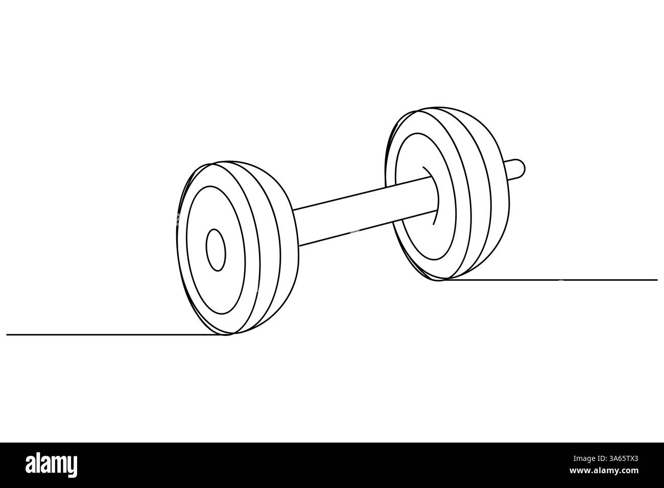 Eine durchgehende Kurzhantel-Zeichnung und minimalistischer Stil isolieren Konturvektorsymbol Stock Vektor
