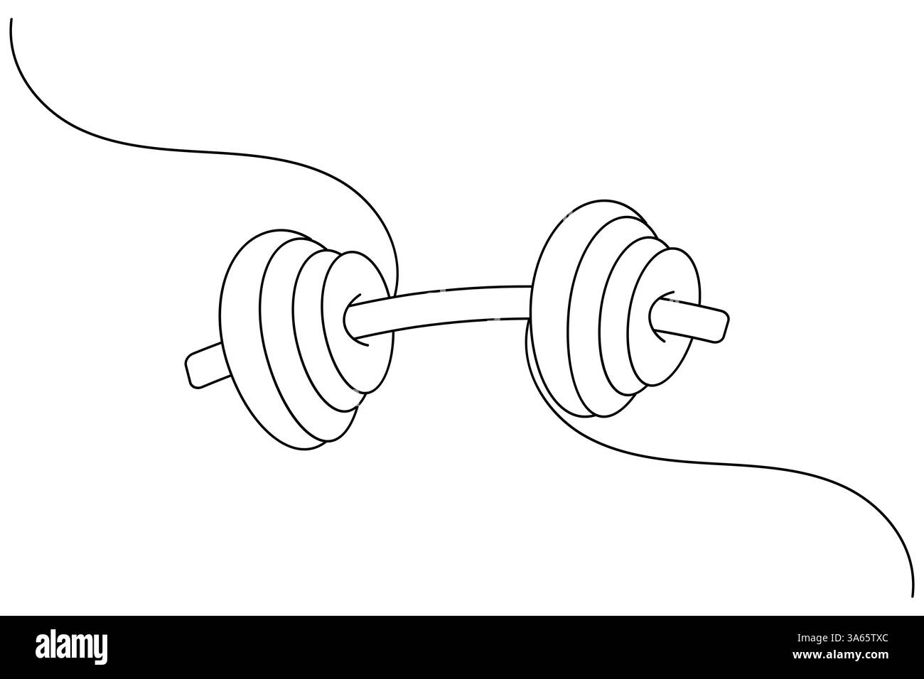 Eine durchgehende Kurzhantel-Zeichnung und minimalistischer Stil isolieren Konturvektorsymbol Stock Vektor