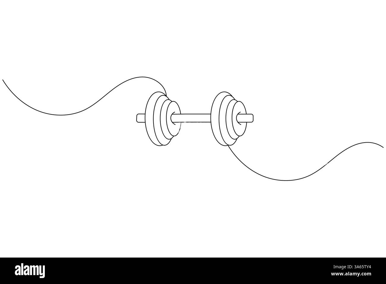 Eine durchgehende Kurzhantel-Zeichnung und minimalistischer Stil isolieren Konturvektorsymbol Stock Vektor