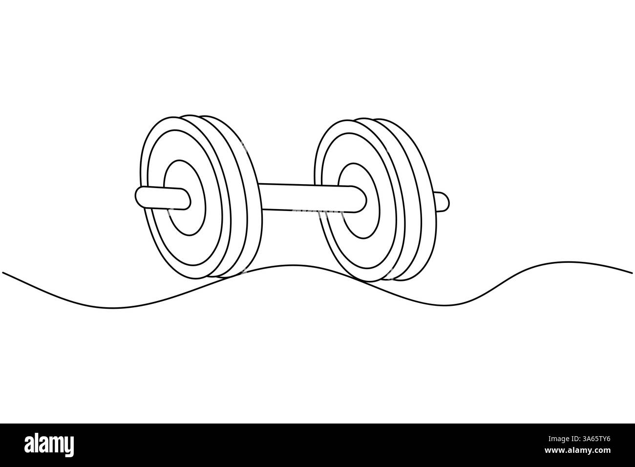 Eine durchgehende Kurzhantel-Zeichnung und minimalistischer Stil isolieren Konturvektorsymbol Stock Vektor