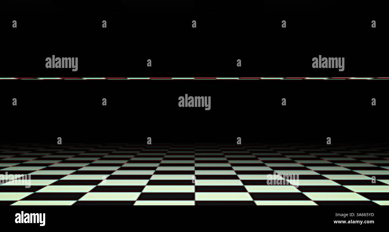 Bild von Streifen mit Rot und weiß, die sich über der schwarz-weiß-markierten Oberfläche bewegen Stockfoto
