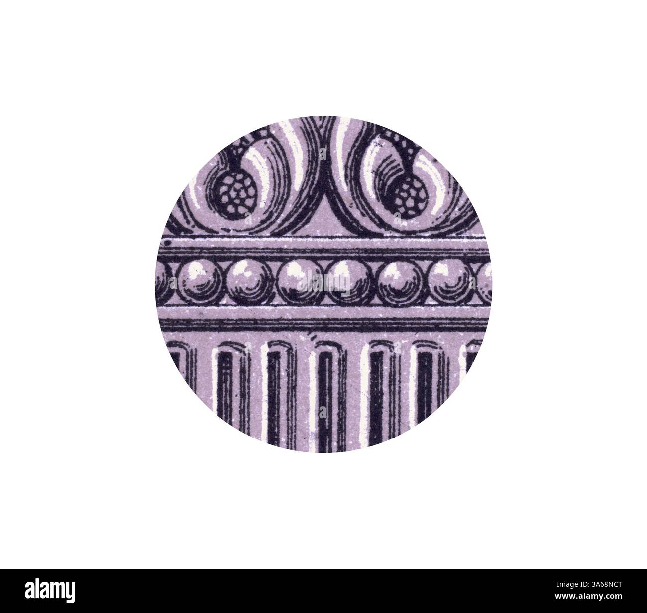 Ein detailliertes Design mit kunstvollen klassischen Motiven, eleganten Kurven und parallelen Linien, die an architektonische Elemente erinnern. Klassische Kunst mit einem modernen Touch, das von Artotop neu interpretiert wurde, verwandeltes indisches Ornament Stockfoto