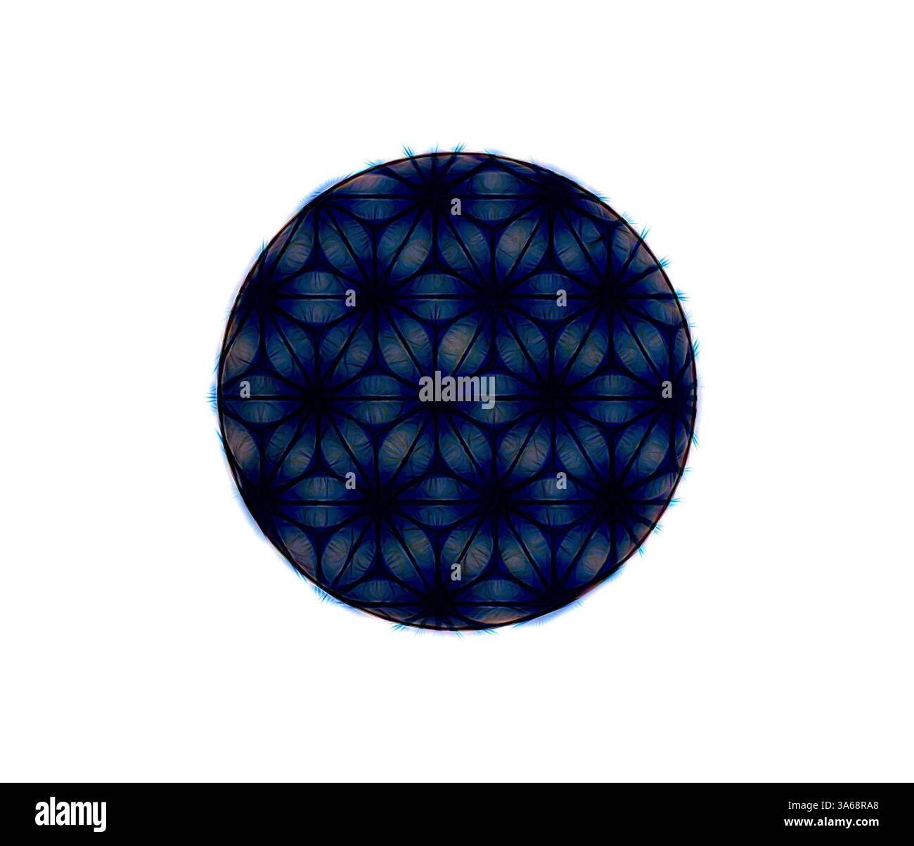 Ein kreisförmiges Muster mit Blumenmuster und komplexen geometrischen Elementen, das tiefe Farbtöne und ein Gefühl für Tiefe kombiniert. Klassische Kunst mit modernem Touch, neu interpretiert von Artotop, transformiertes chinesisches Ornament Stockfoto