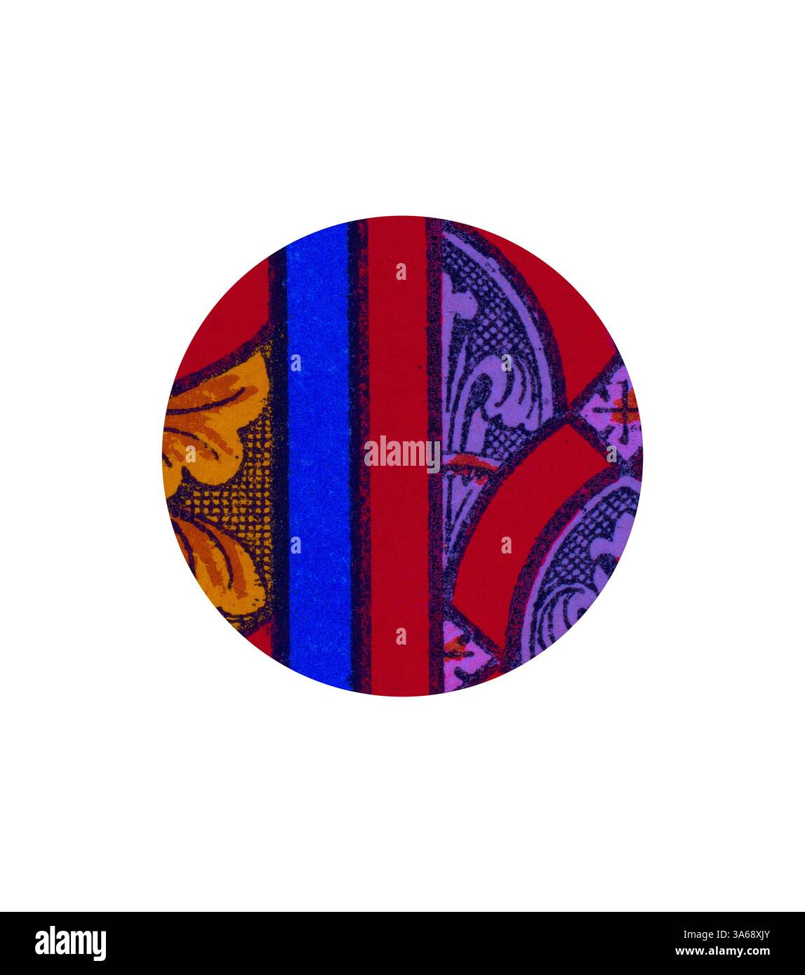 Ein abstraktes Design mit leuchtenden Farben und komplizierten Mustern, das geometrische Formen mit kunstvollen Details kombiniert. Klassische Kunst mit modernem Touch, neu interpretiert von Artotop, transformiertes Mediæval Ornament Stockfoto