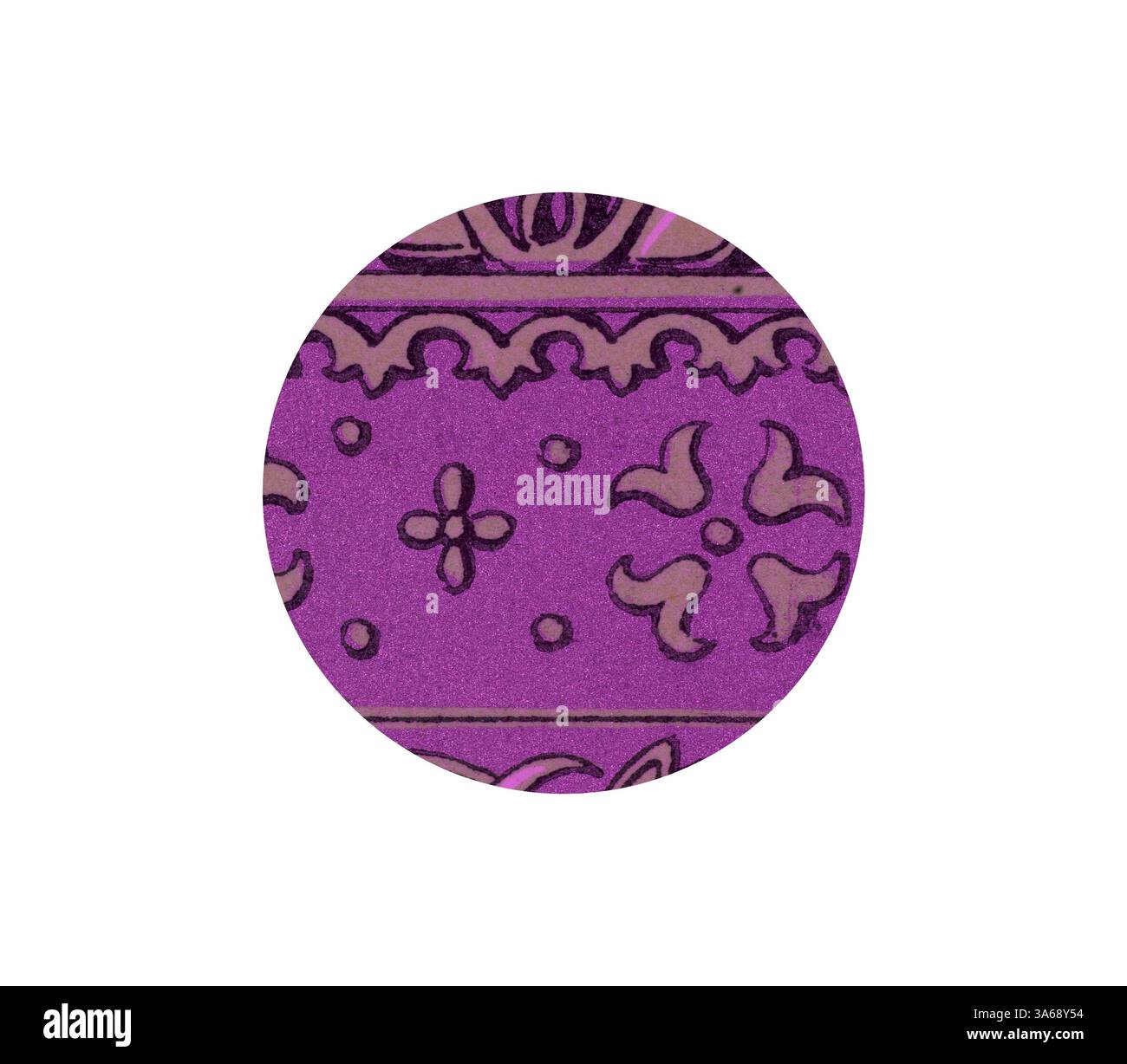 Eine leuchtend violette Oberfläche mit komplizierten, dekorativen Mustern mit Wirbeln und Blumenmotiven. Klassische Kunst mit einem modernen Touch, das von Artotop neu interpretiert wurde und das Renaissance-Ornament verwandelt wurde Stockfoto