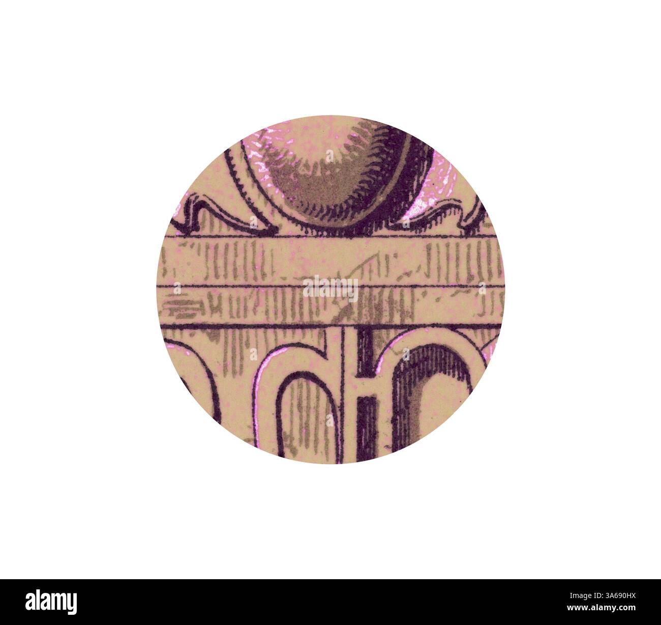 Ein kompliziertes Design mit architektonischen Elementen und einer geschwungenen Form, das detaillierte Texturen und Muster hervorhebt. Klassische Kunst mit einem modernen Touch, das von Artotop neu interpretiert wurde und das Renaissance-Ornament verwandelt wurde Stockfoto