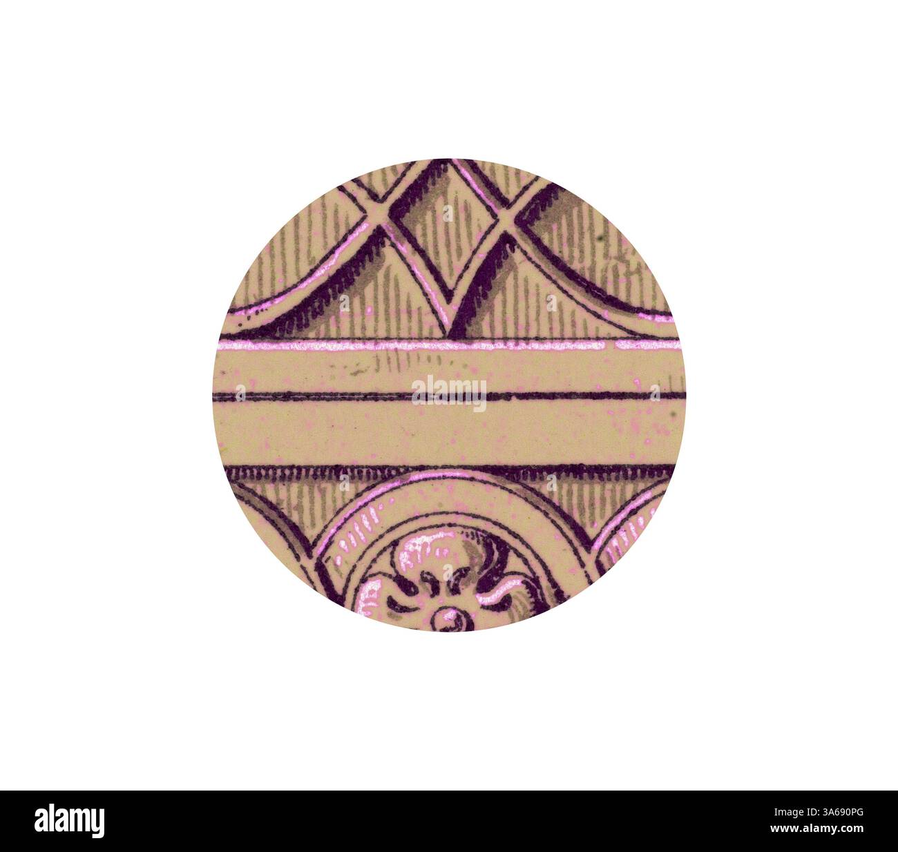 Ein aufwändig gemustertes Design mit kunstvollen Motiven und geometrischen Formen, das ein Gefühl historischer Eleganz und Handwerkskunst ausstrahlt. Klassische Kunst mit einem modernen Touch, das von Artotop neu interpretiert wurde und das Renaissance-Ornament verwandelt wurde Stockfoto