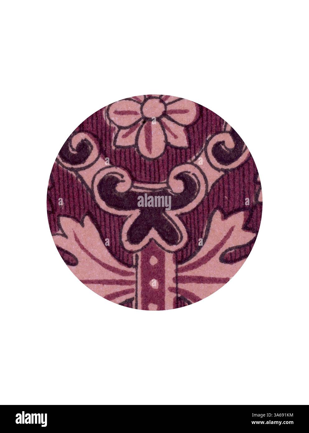 Ein kreisförmiges Design zeigt komplexe Blumen- und Blattmuster mit kräftigen Farbtönen und eleganten Details, die ein Gefühl von Tiefe und Textur vermitteln. Klassische Kunst mit einem modernen Touch, das von Artotop neu interpretiert wurde und das elisabethanische Ornament verwandelt wurde Stockfoto