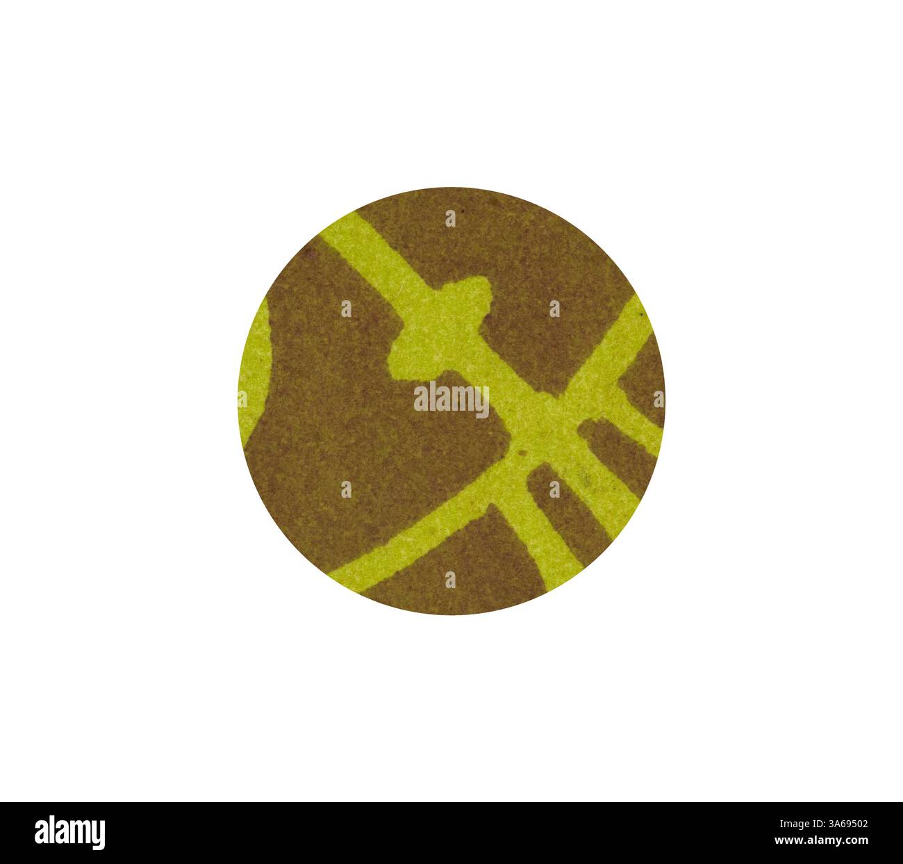 Ein kreisförmiges Muster mit abstrakten Linien und Formen in Erdtönen, das ein dynamisches und ansprechendes Design schafft. Klassische Kunst mit modernem Touch, neu interpretiert von Artotop, transformiertes Mediæval Ornament Stockfoto