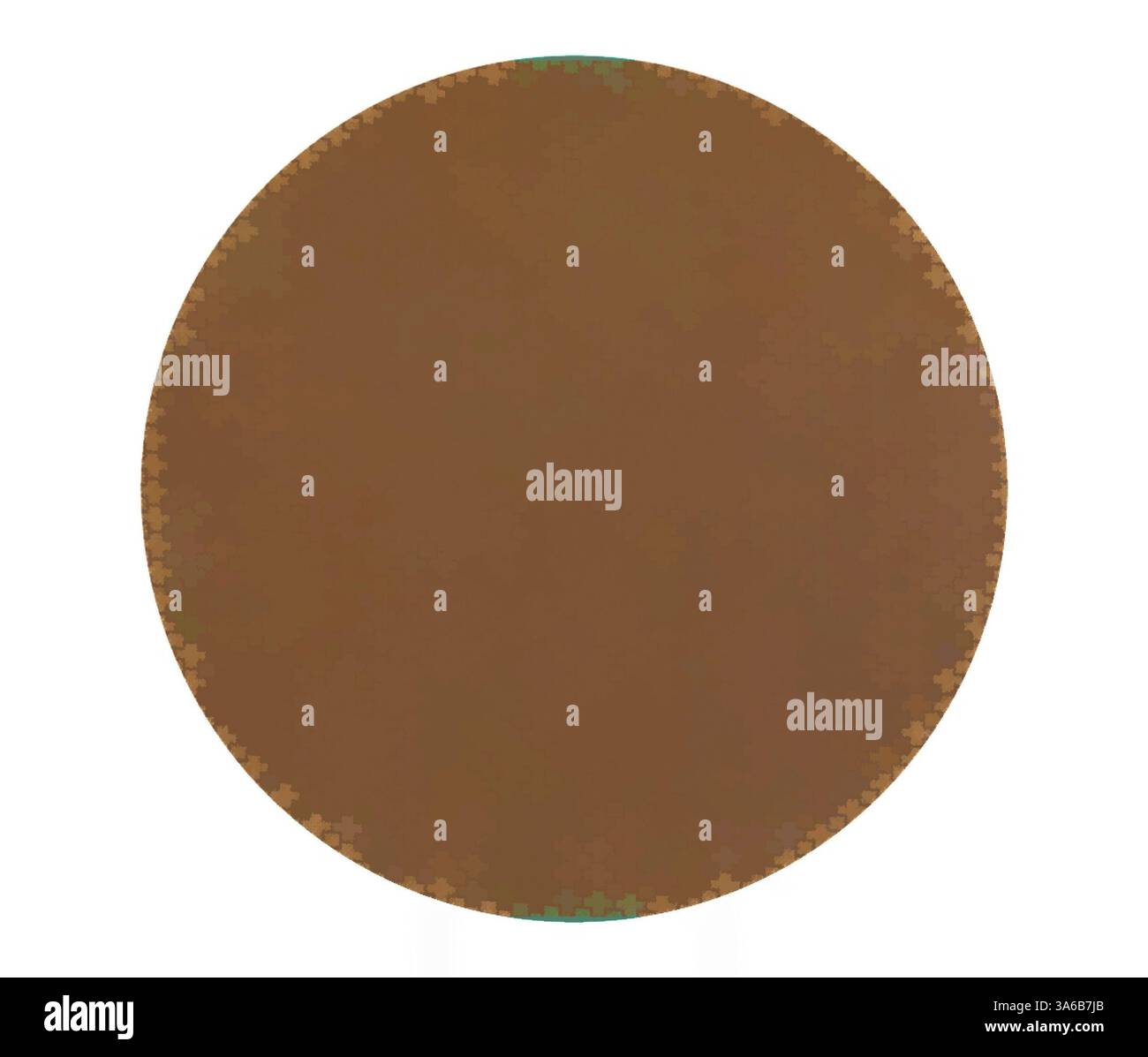 Eine glatte, ovale Oberfläche in einem gedämpften, erdigen Ton, mit dezenter Textur und leicht unregelmäßigem Rand, der Charakter verleiht. Klassische Kunst mit modernem Touch, neu interpretiert von Artotop, transformierte französische Stoffe, erste Hälfte des 19. Jahrhunderts Stockfoto