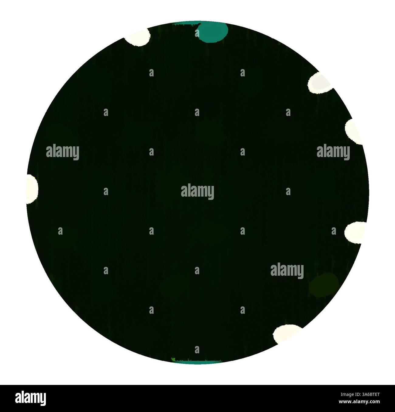 Eine kreisförmige Komposition mit sattem dunklem Hintergrund und verstreuten hellen Punkten sorgt für ein verspieltes und dennoch harmonisches Design. Klassische Kunst mit modernem Touch, neu interpretiert von Artotop, transformierte französische Stoffe, erste Hälfte des 19. Jahrhunderts Stockfoto