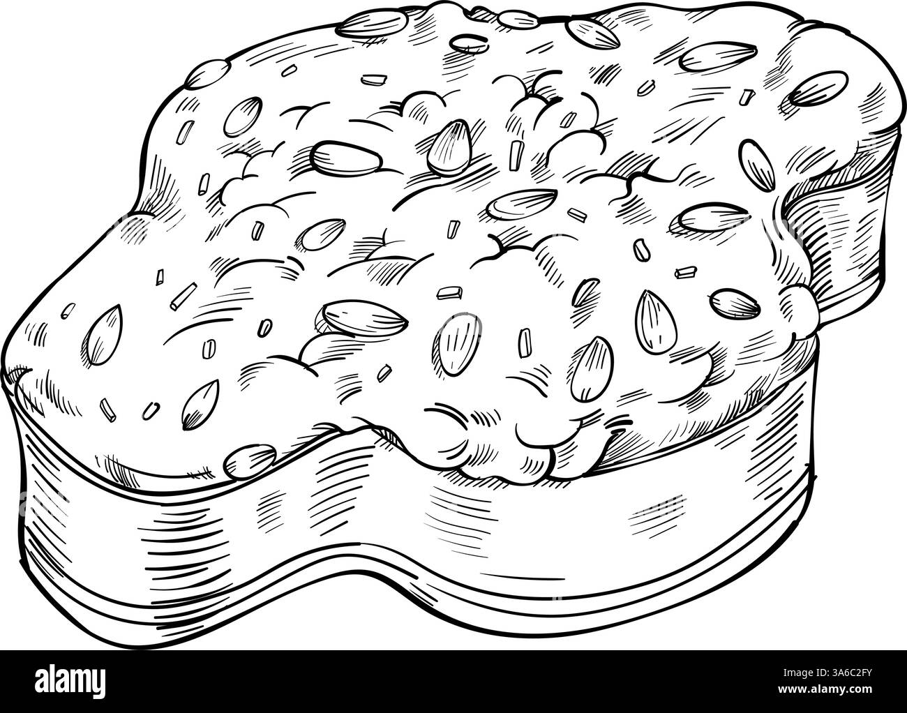 Colomba Pasquale italienisches Osterbrot. Handgezeichnete Vektorgrafik. Typisch italienischer osterkuchen Stock Vektor