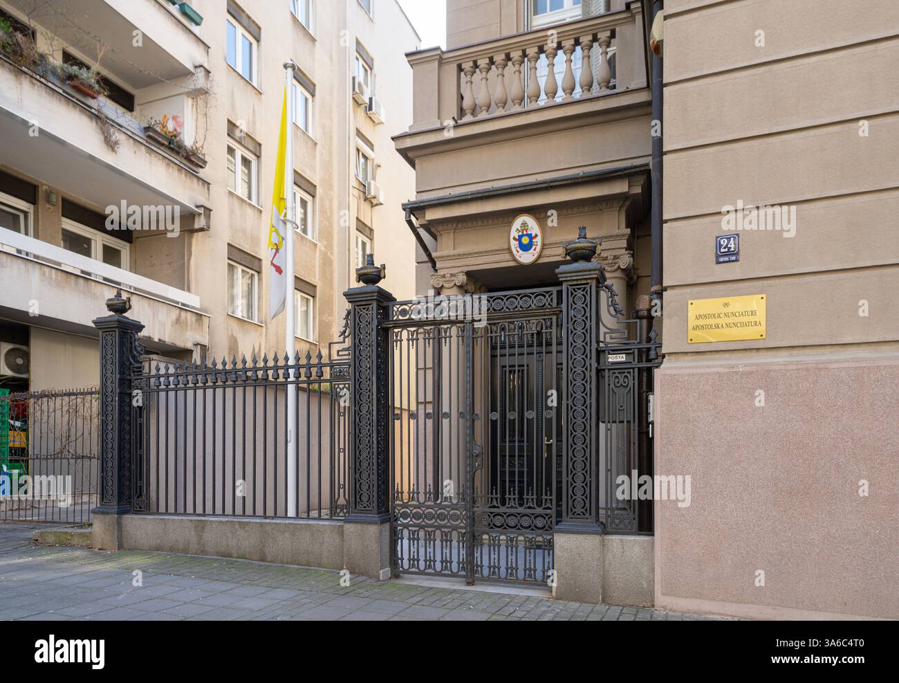 Belgrad, Serbien. März 2025. Außenansicht der Vatikanischen Apostolischen Nunziatur im Stadtzentrum Stockfoto