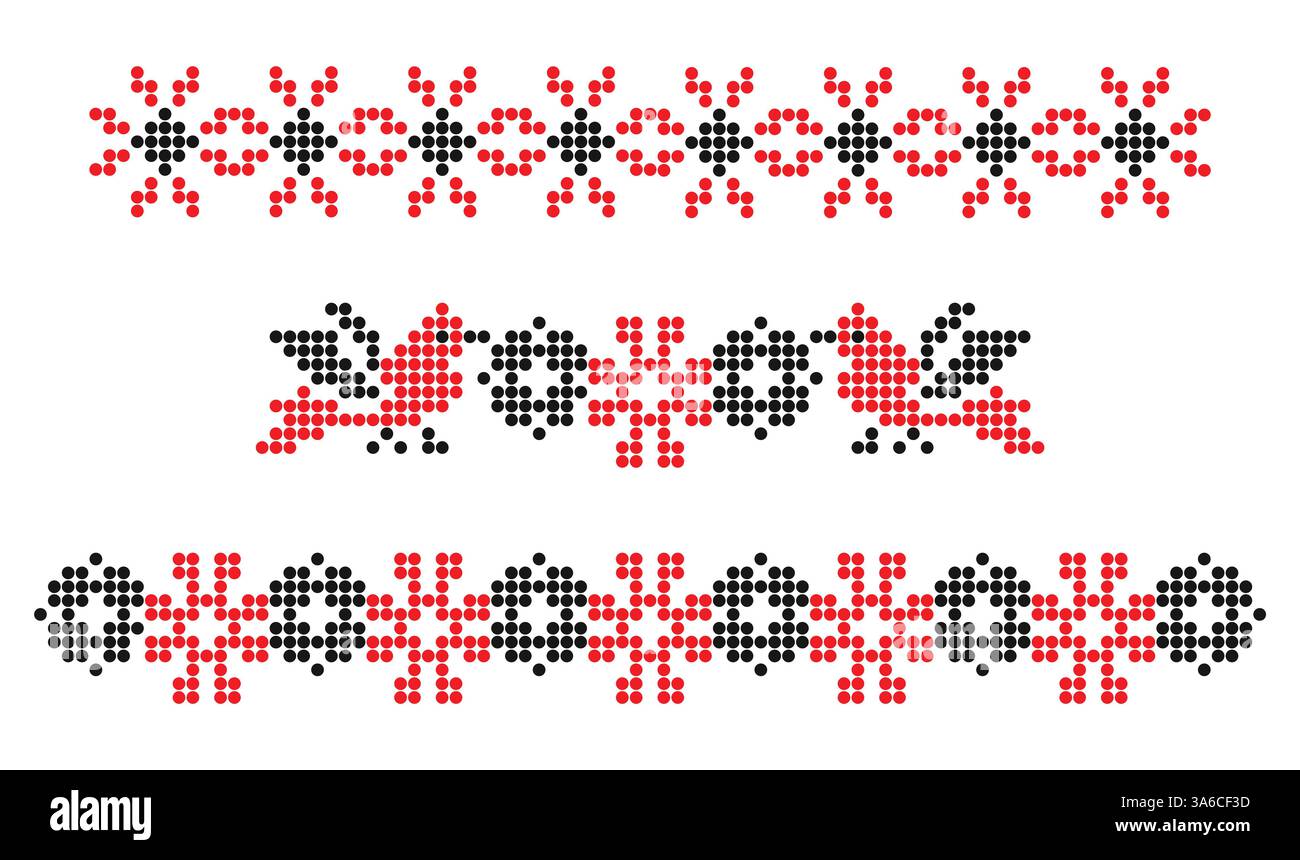 Vyshyvanka traditionelles Stickmuster aus der südlichen Ukraine, ethnische Botanik und Vogelschmuck Stockfoto