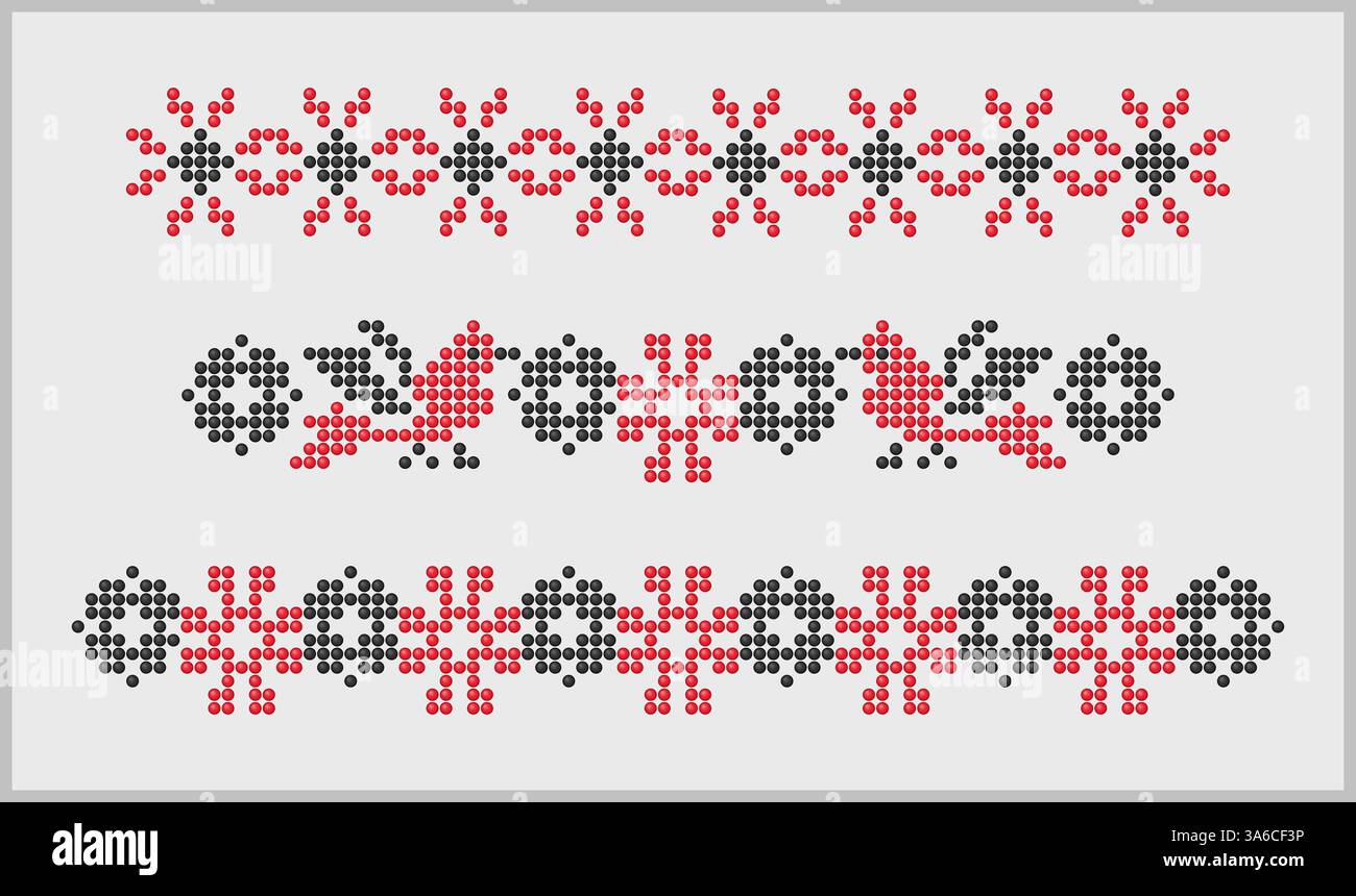 Traditionelle Vyshyvanka-Stickereien im Süden der Ukraine und Perlenrandmuster, ethnische Botanik und Vogelschmuck Stockfoto