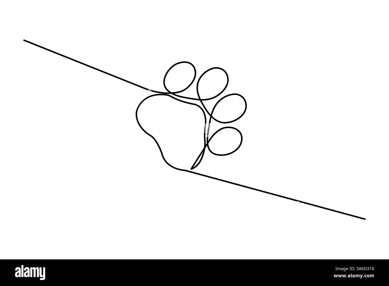 Hund Pfoten Fußabdruck durchgehende einzeilige Zeichnung Kunst Vektor Design Stock Vektor