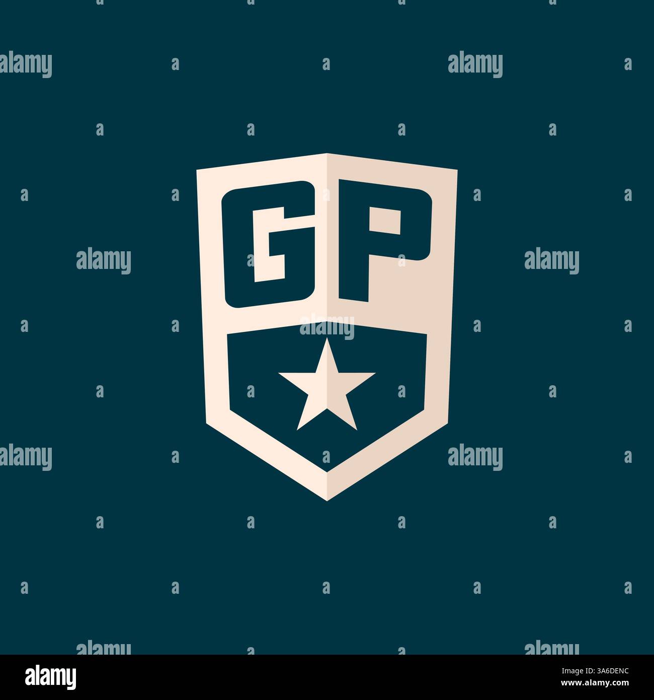 Ursprüngliches GP-Logo Sternschild-Symbol mit einfacher Design-Vektorgrafik Stock Vektor