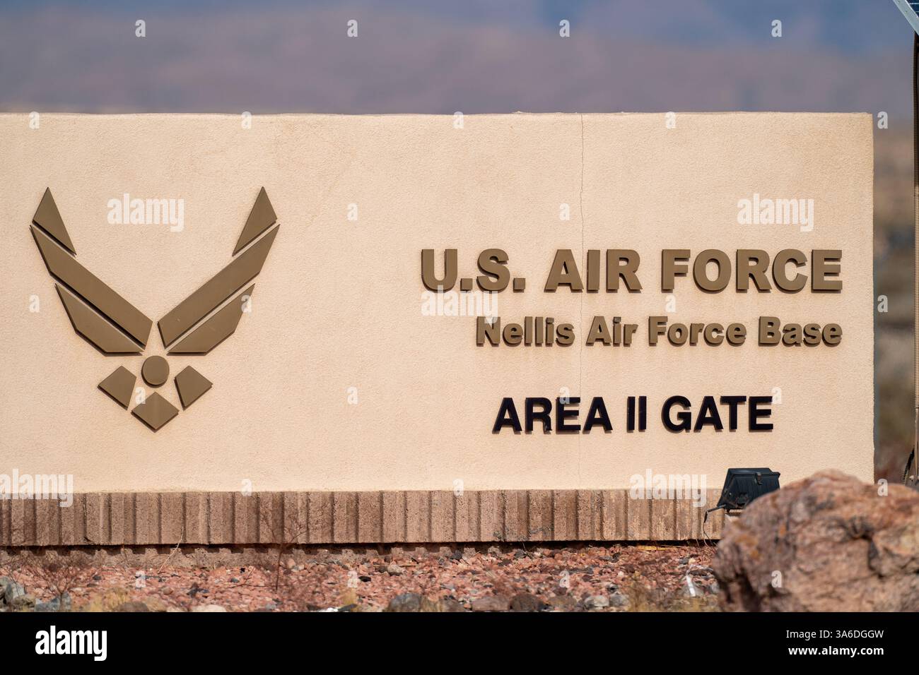 Nellis Air Force Base Schild Stockfoto