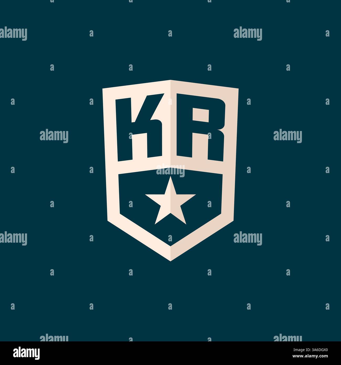 Erstes KR-Logo Sternschild-Symbol mit einfacher Design-Vektorgrafik Stock Vektor