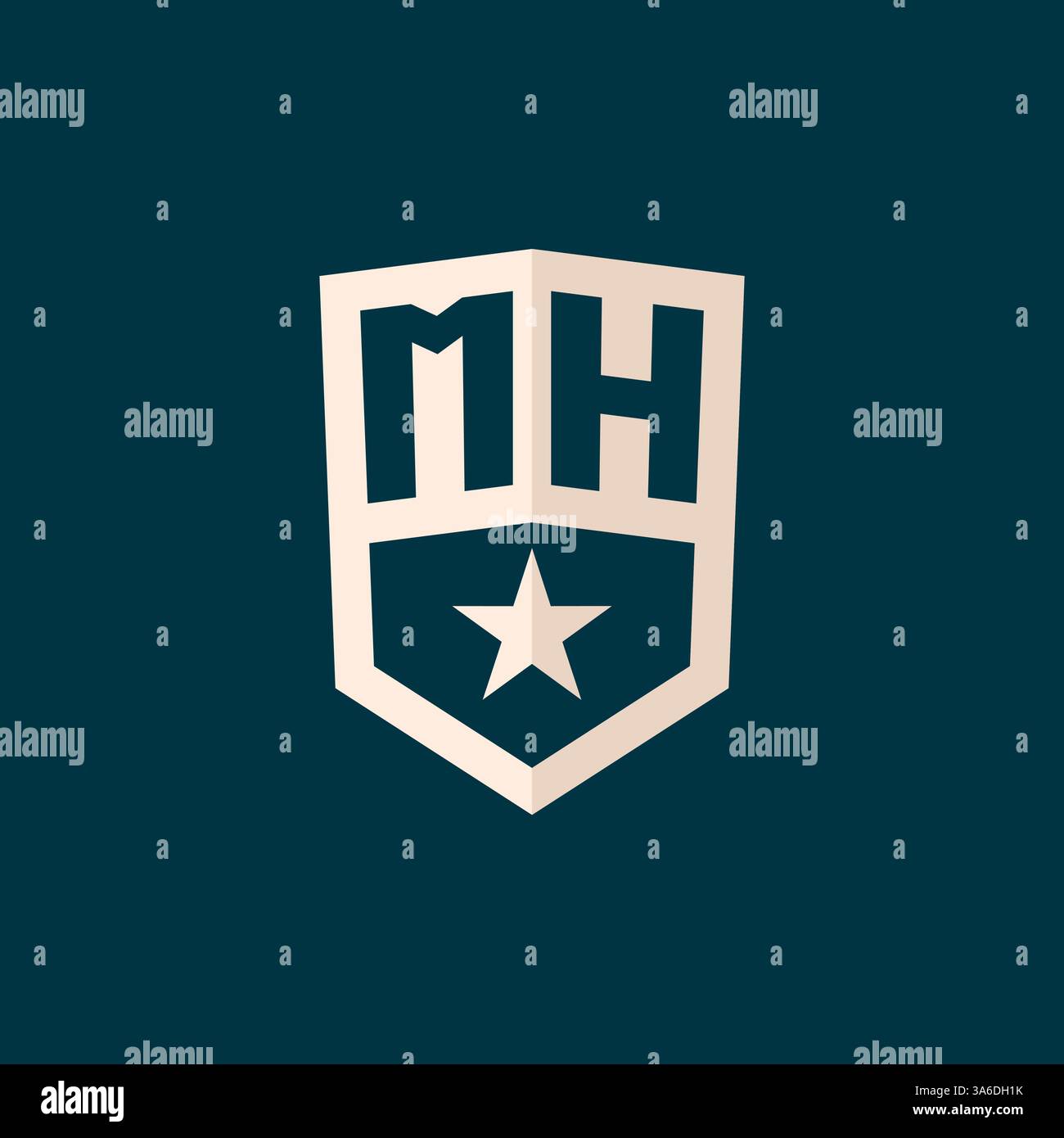 Erstes MH-Logo Sternschild-Symbol mit einfacher Design-Vektorgrafik Stock Vektor