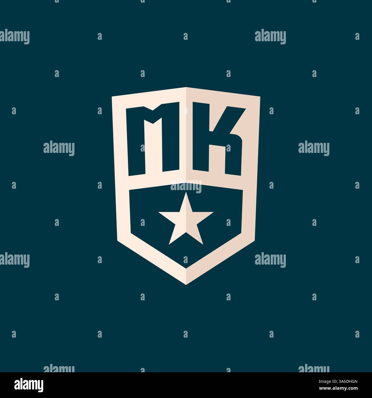 Erstes MK-Logo Sternschild-Symbol mit einfacher Design-Vektorgrafik Stock Vektor