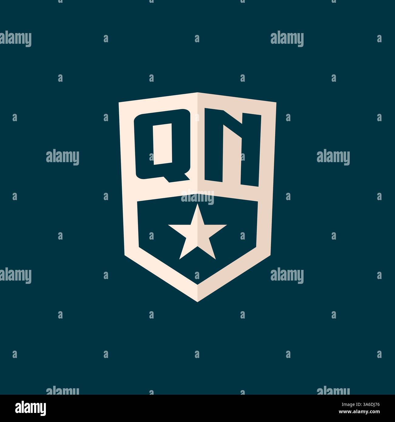 Erstes QN-Logo Sternschild-Symbol mit einfacher Design-Vektorgrafik Stock Vektor