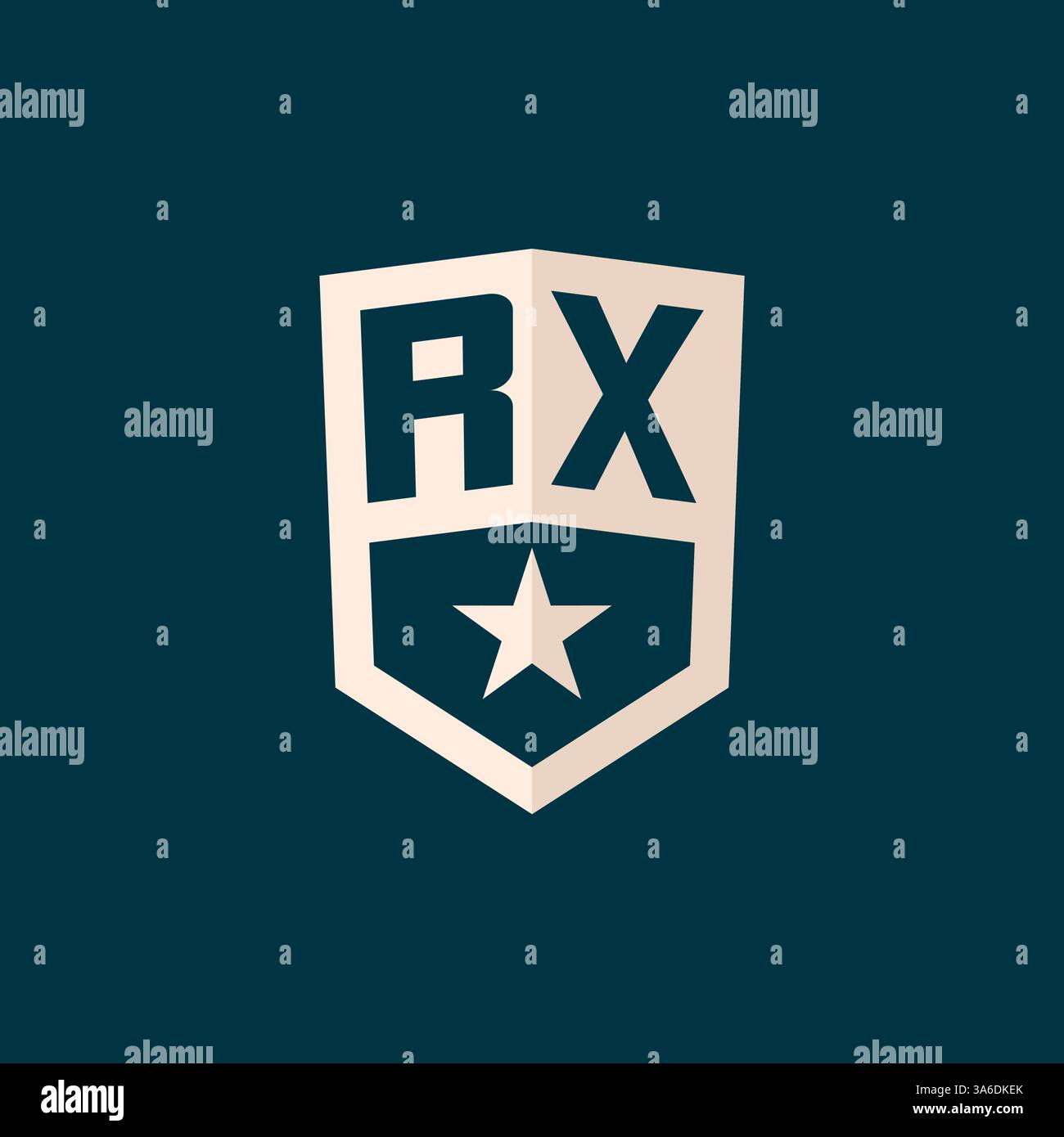 Erstes RX-Logo Sternschild-Symbol mit einfacher Design-Vektorgrafik Stock Vektor