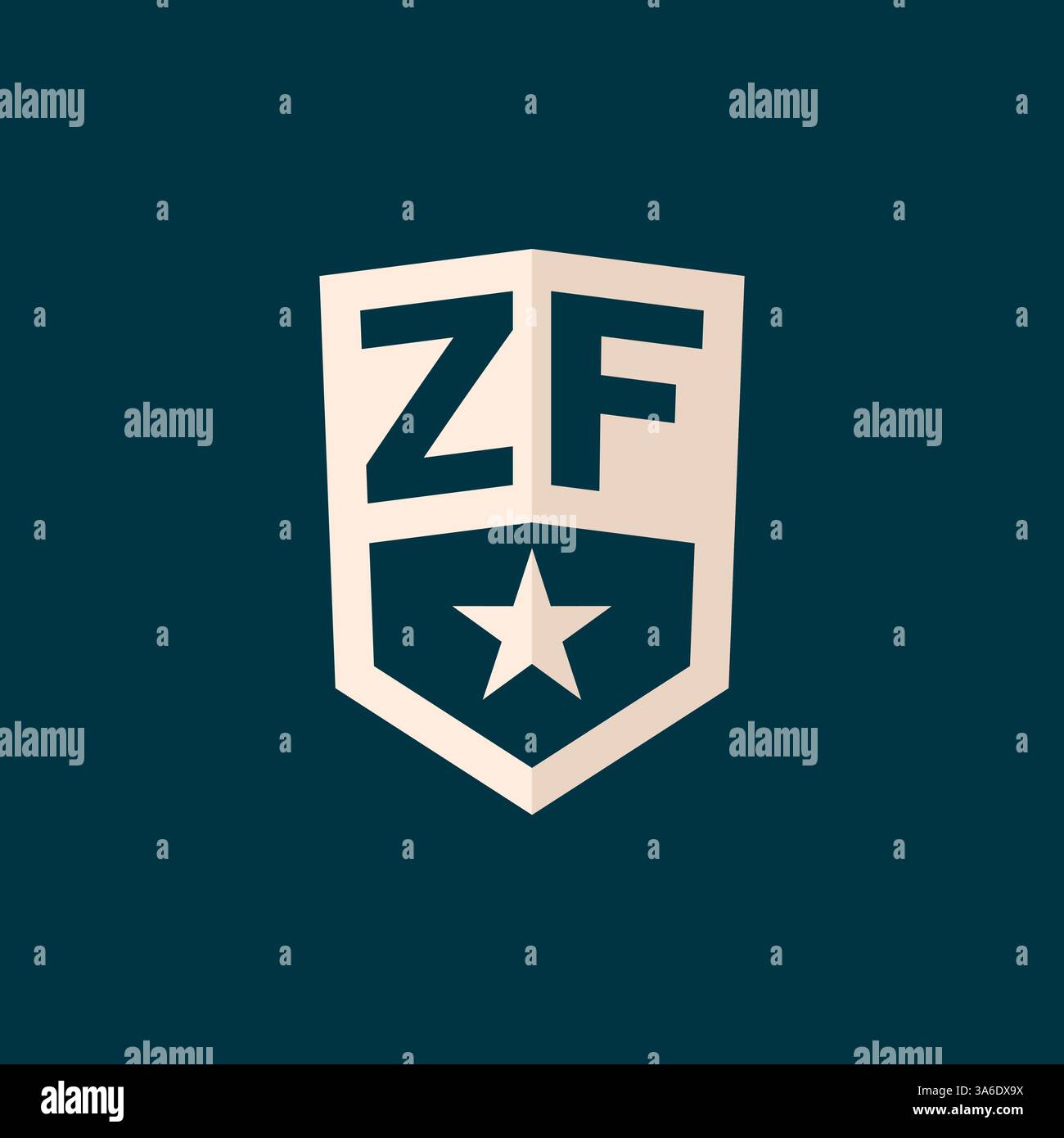 Erstes ZF-Logo Sternschild-Symbol mit einfacher Design-Vektorgrafik Stock Vektor