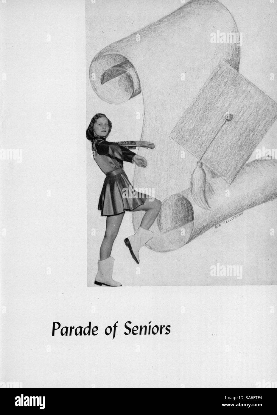 Dieses „Tradewind“ Jahrbuch 1952 behandelt die akademischen und außerschulischen Höhepunkte des Schuljahres 1951-1952 mit einem Schwerpunkt auf der Geschichte der afroamerikanischen Bevölkerung. Stockfoto