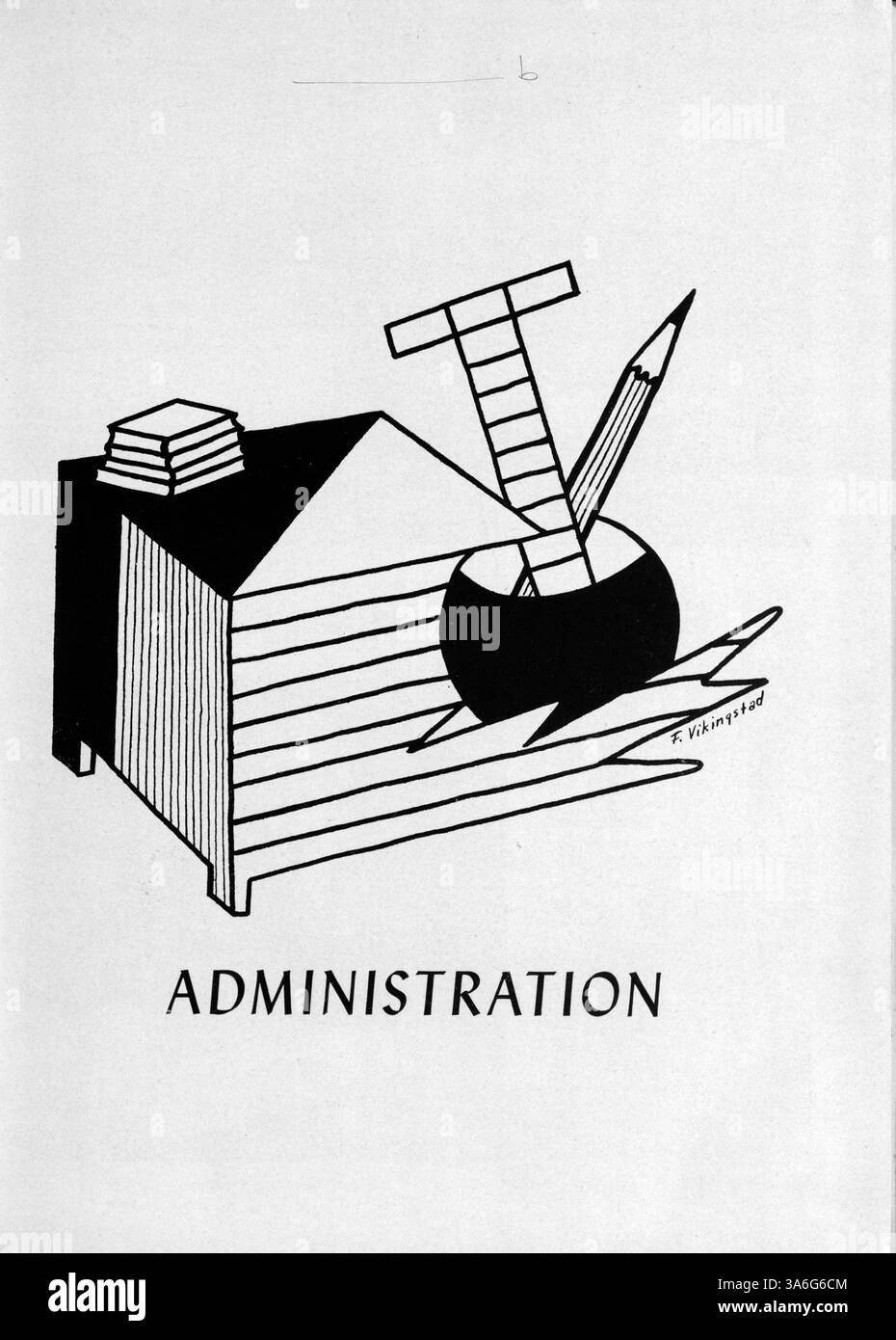 Dieses Jahrbuch aus dem Schuljahr 1947-1948 dokumentiert die beruflichen Programme, die Schüleraktivitäten, die Leistungen der Lehrkräfte und den Schulsport. Stockfoto