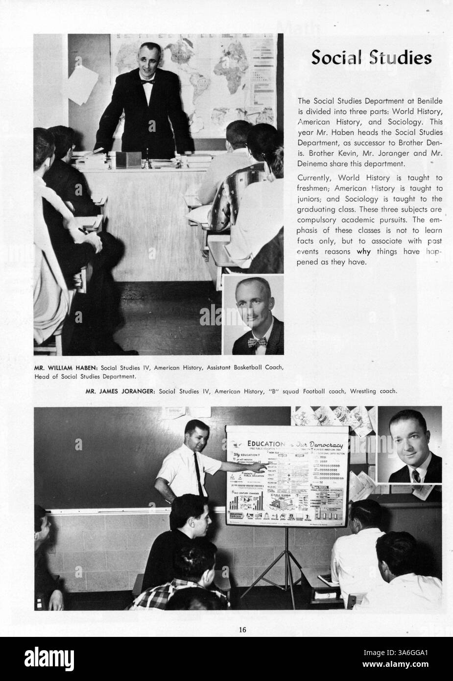 Die Ausgabe 1963 des Jahrbuchs „Red Knights“ der Benilde High School beleuchtet das Schülerleben, die Lehrkräfte, die Leichtathletik und wichtige Schulveranstaltungen aus dem akademischen Jahr 1962-1963. Stockfoto