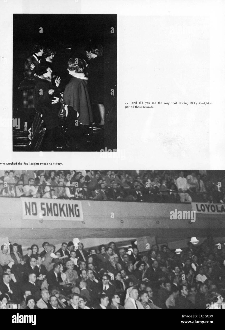 Dieses Jahrbuch dokumentiert das Schuljahr 1962-1963 an der Benilde High und behandelt Schüler, Lehrer, Leichtathletik und außerschulische Aktivitäten. Stockfoto